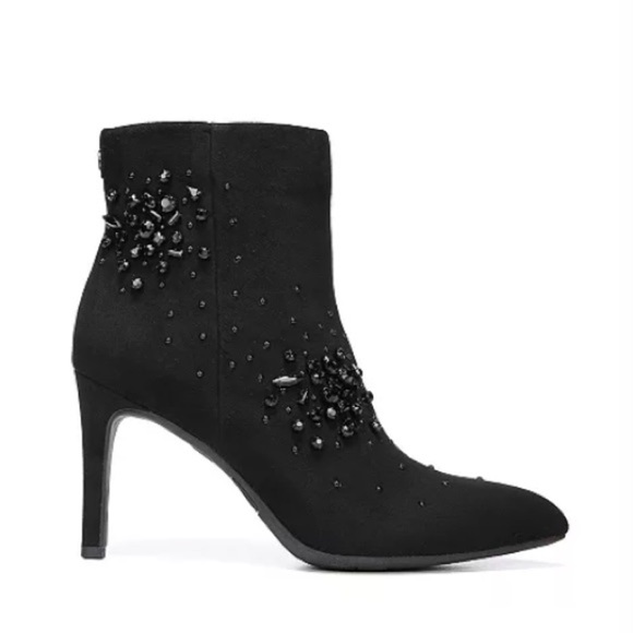 Circus Sam Edelman sz 8.5 Octavia black fabric bead embellished pointy booties - Picture 5 of 15